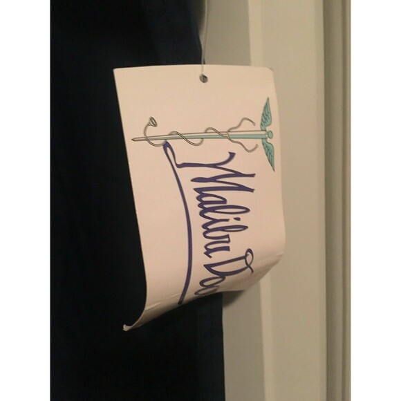 Malibu Doc Women's Blue White Scrub Top V Neck Nurse Medical Size Large - Picture 3 of 8